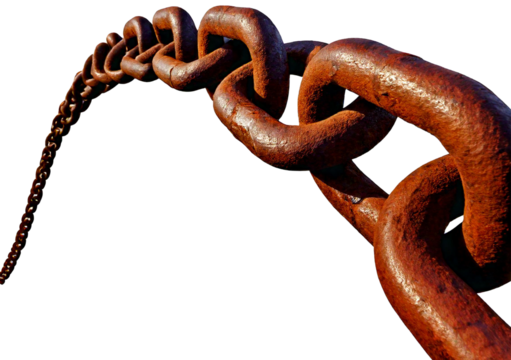 Rusty chain isolated on transparent or white background