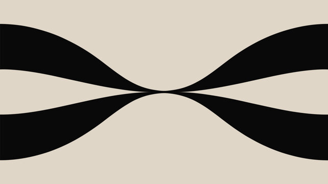 Abstract illustration of black wavy lines converging on a beige background creating a symmetrical design