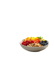 Healthy Breakfast with Oatmeal, Fruits, and Nuts