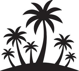 Fototapeta premium Tropical Island Paradise Scenic View with Silhouetted Palm Trees Swaying Gently in the Warm Ocean Breeze 
