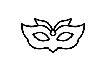 Simple black line drawing of a masquerade mask