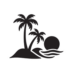 Fototapeta premium Tropical island with palm trees, vector illustration