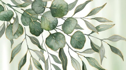Elegant eucalyptus branches with golden edges - Powered by Adobe