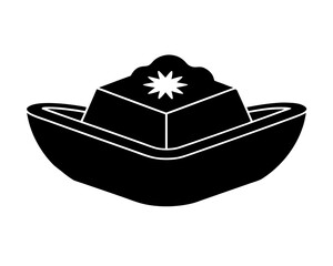 Chinese sycee ingot silhouette vector illustration isolated on white background