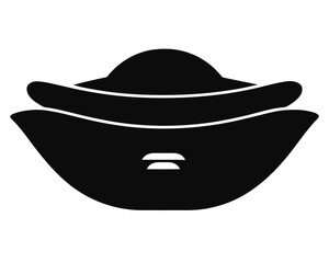 Chinese sycee ingot silhouette vector illustration isolated on white background