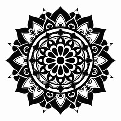 Bridal Mandala vector clean black silhouette design white background