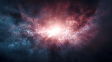 Fototapeta premium A bright luminous core within a colorful cosmic nebula radiating intense light and energy