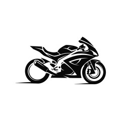 Obraz premium Sleek black sport motorcycle silhouette with sharp lines and dynamic tribal design elements