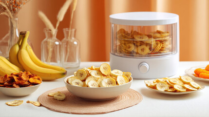 Assorted Dried Banana Chips and Fresh Bananas