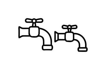 Two simple black outline faucets on white background