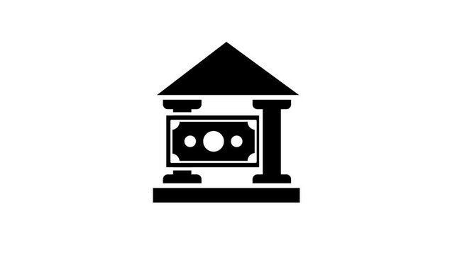 A simple design of a traditional bank building icon symbolizing stability, security, and trust in financial institutions and monetary systems worldwide