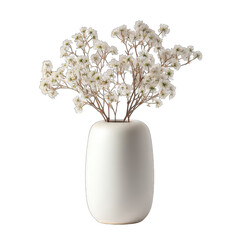 White vase with delicate, light beige flowers