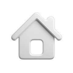 Simple white 3D house icon