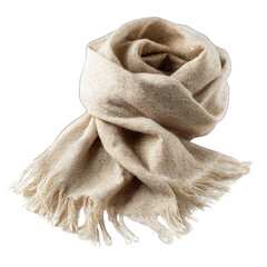Beige draped scarf with fringe