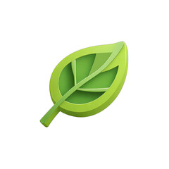 Green leaf icon, 3D effect