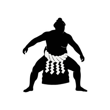 vector silhouette of a sumo wrestler isolated with white background