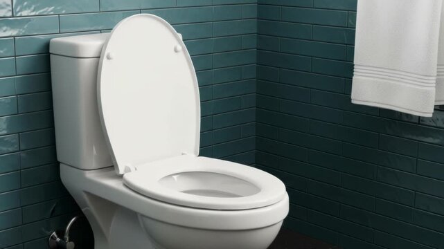 Modern toilet with open lid in a tiled bathroom
