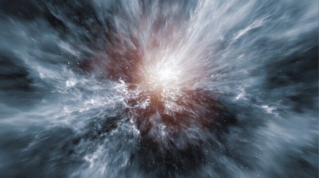 A vibrant cosmic explosion of light and energy expands through a swirling nebula creating a sense of immense power and mystery in deep space