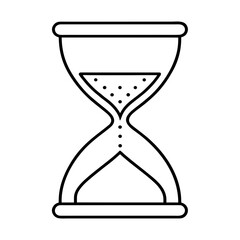 A simple outline illustration of an hourglass measuring time passing