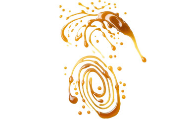 Obraz premium splashes and smears of yellow brown sauce liquid on a transparent background