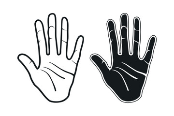 Fototapeta premium Two stylized hands open in silhouette comparison