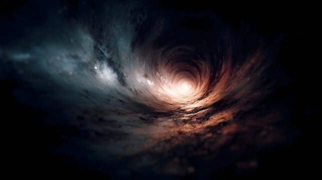 A vibrant swirling cosmic vortex pulls light and gas into a mysterious gravitational tunnel in deep space