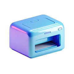 Light-blue 3D-rendered printer, glossy, simple