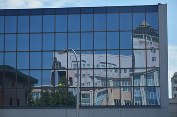 modern office building in the city. reflection