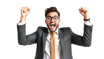 Excited Businessman A White Background