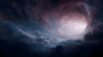 Fototapeta premium Cosmic portal with swirling tunnel and unknown dimension