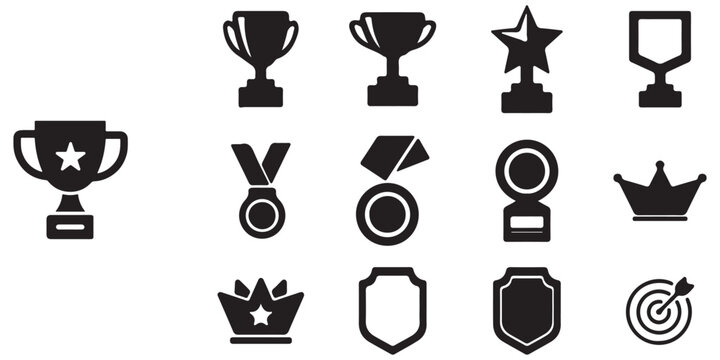 Badge with ribbon icon collection. Ribbon, Badges with star, Tick mark symbol. Vector Illustration.