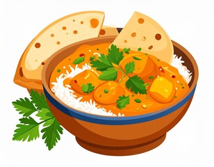 Minimal Flat Indian Curry Vector Illustration