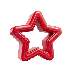 Red star icon, outlined, 3D