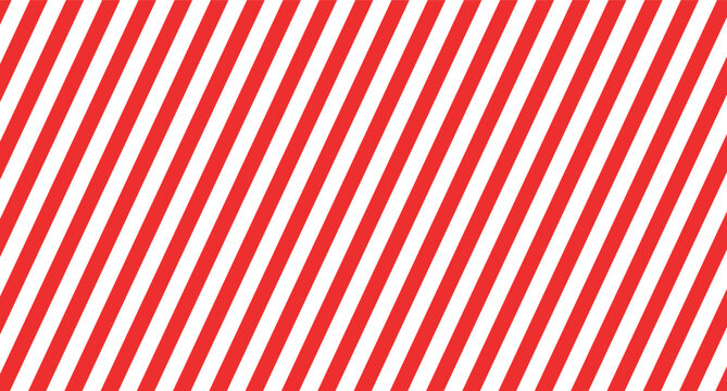 Red and white diagonal stripes background vector illustration. Candy cane pattern for Christmas or New Year concept, flat lay, seamless. Stripe pattern for gift wrap, fabric pattern, textile, tile
