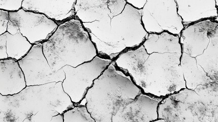 Fototapeta premium Monochrome shot showcasing cracked earth surface texture suggesting drought abstract background arid land and global warming impacts