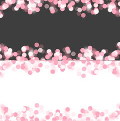 Light blur round decoration with pink and white glow. Shining overlapping garland border and