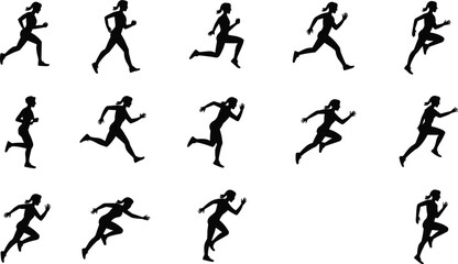 sports people silhouette set