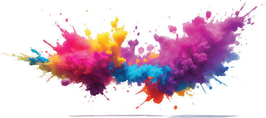 Colorful paint explosion vibrant powder splash effect perfect for Holi festival designs or abstract backgrounds
