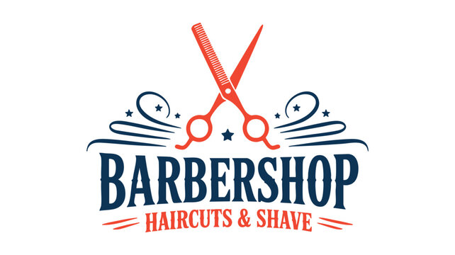 Barbershop hair and shave logo - Powered by Adobe