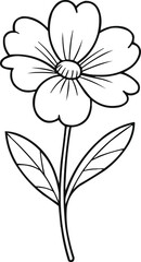 Black and White Flower Illustration  Simple Line Drawing on White Background