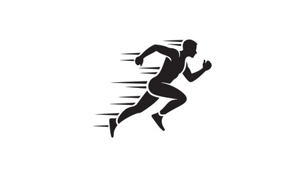 Running man silhouette with motion lines vector illustration of a fast athlete isolated on white background