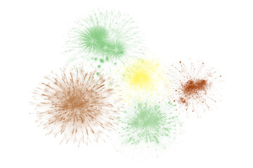 Fototapeta premium Firework splatters in earthy and light green tones on black
