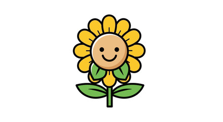 Delightful sunflower with a happy face cartoon illustration spreading joy and positivity