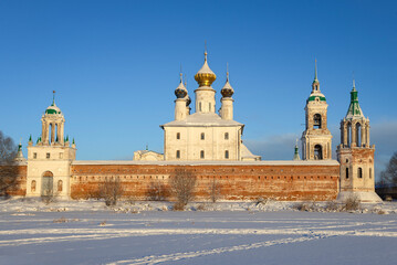 At the walls of the ancient Spaso-Yakovlevsky Dmitriev Monastery. Rostov the Great, golden ring of...