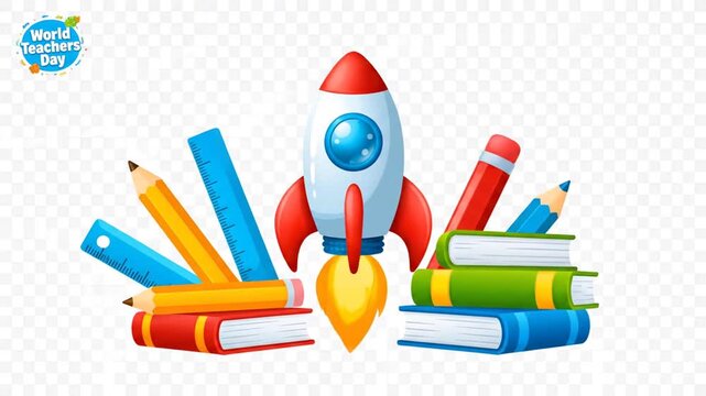 Rocket blasts off from learning materials