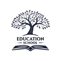 Obraz premium Education Tree Logo with Open Book Design