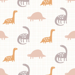 Cute Dinosaur Seamless Pattern Background Print