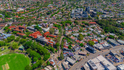 Panorama Drone Aerial view of Summer Hill Lewisham Ashfield of Suburban federation residential...