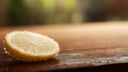 fresh lemon on a wooden table