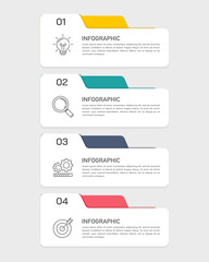 4 Steps Business Infographic Template with Icons for Process Flow Presentation. Banner, Brochure and Plan. Vector illustration.
